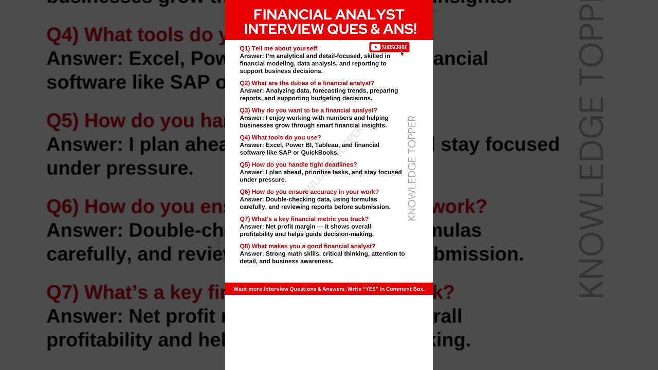 Finance Manager Interview Questions and Answer