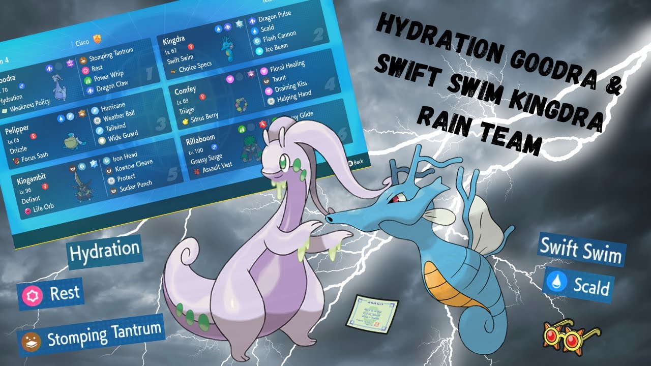 THE BEST RAIN TEAM W HYDRATION GOODRA & SWIFT SWIM KINGDRA - Pokemon Scarlet/Violet VGC Regulation H
