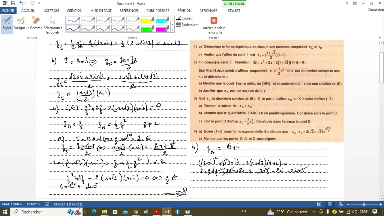 correction exercice complexe bac science 2020