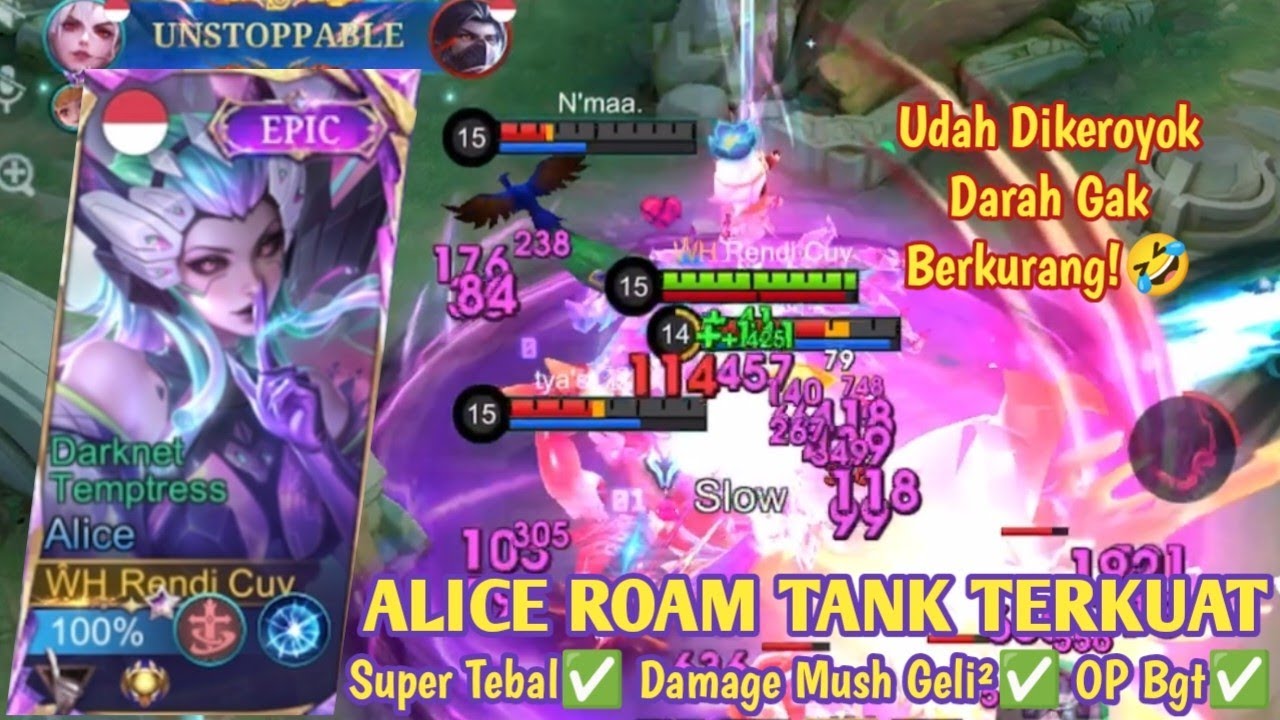 ALICE ROAM OP BANGET, DARAH TEBAL, KUAT, ABADI, SUSAH MATI! BUILD ALICE TANK TERKUAT 2025 - MLBB