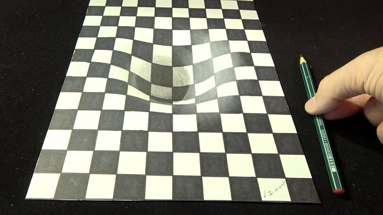 How to Draw 3D Grid Illusion - Anamorphic Art - Vamos