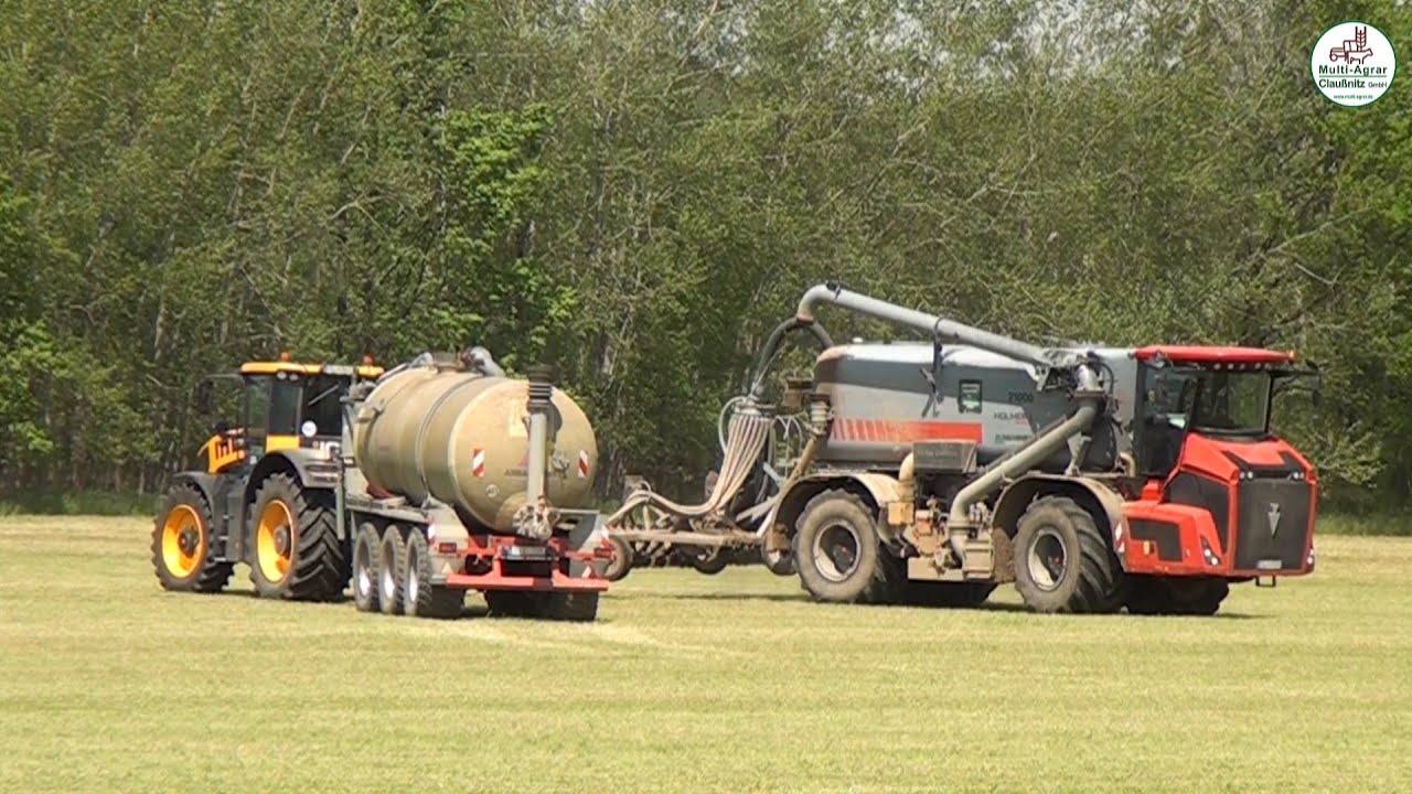 Gärrestdüngung auf Ackergras mit Holmer, JCB, Volvo, Annaburger - Multi Agrar Claußnitz