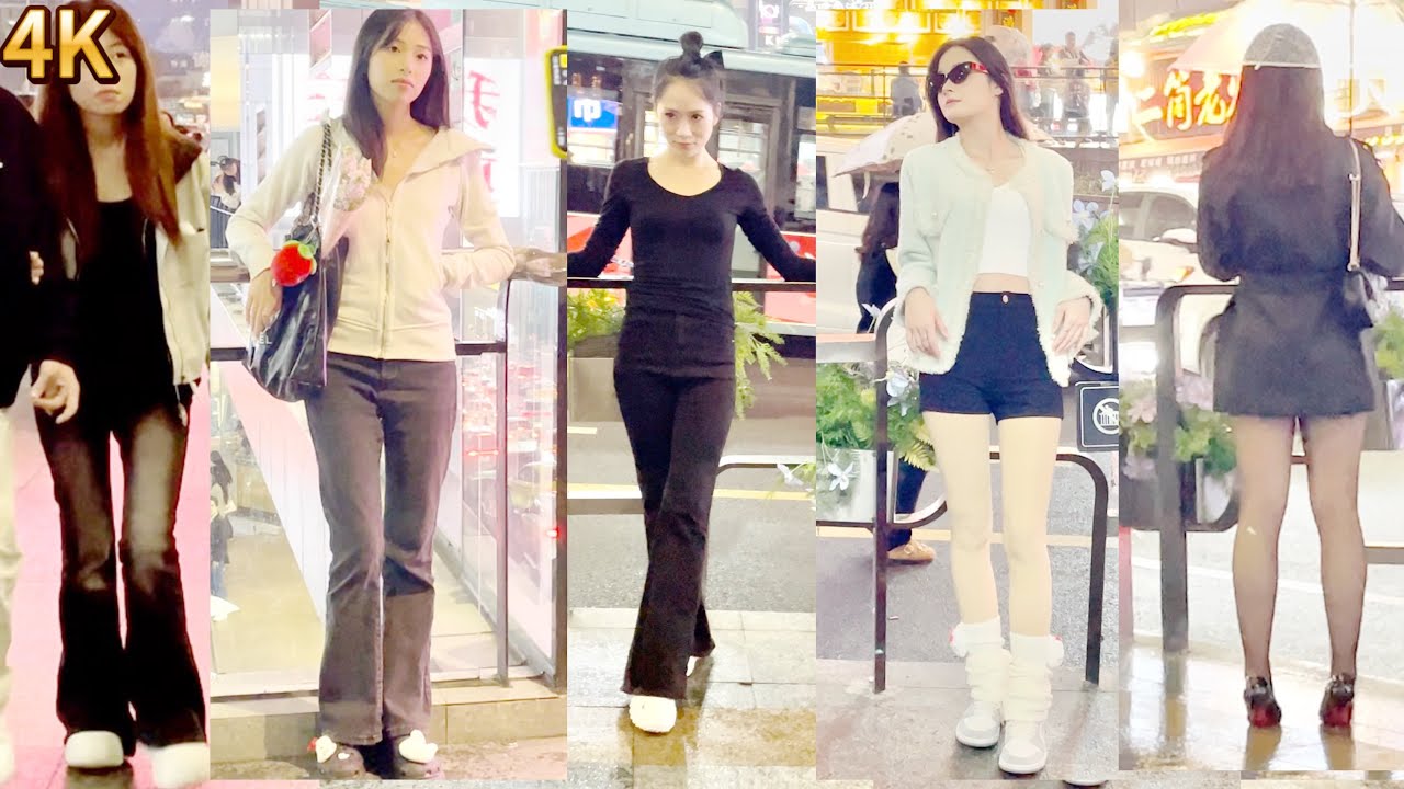 4K  China chongqingshi jiangbeiqu Street beauties 中国重庆市街头美女