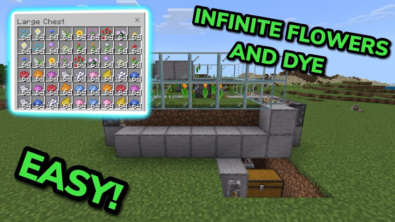 SIMPLE 1.21 FLOWER AND DYE FARM TUTORIAL in Minecraft Bedrock (MCPE/Xbox/PS/Switch/PC)