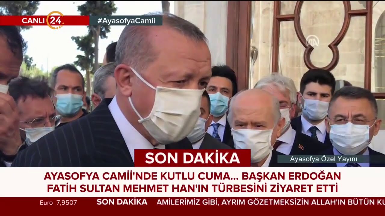 Ayasofya Camii'nde Kutlu Cuma | Başkan Erdoğan, Fatih Sultan Mehmet Han'ın Türbesinde Açıklama Yaptı