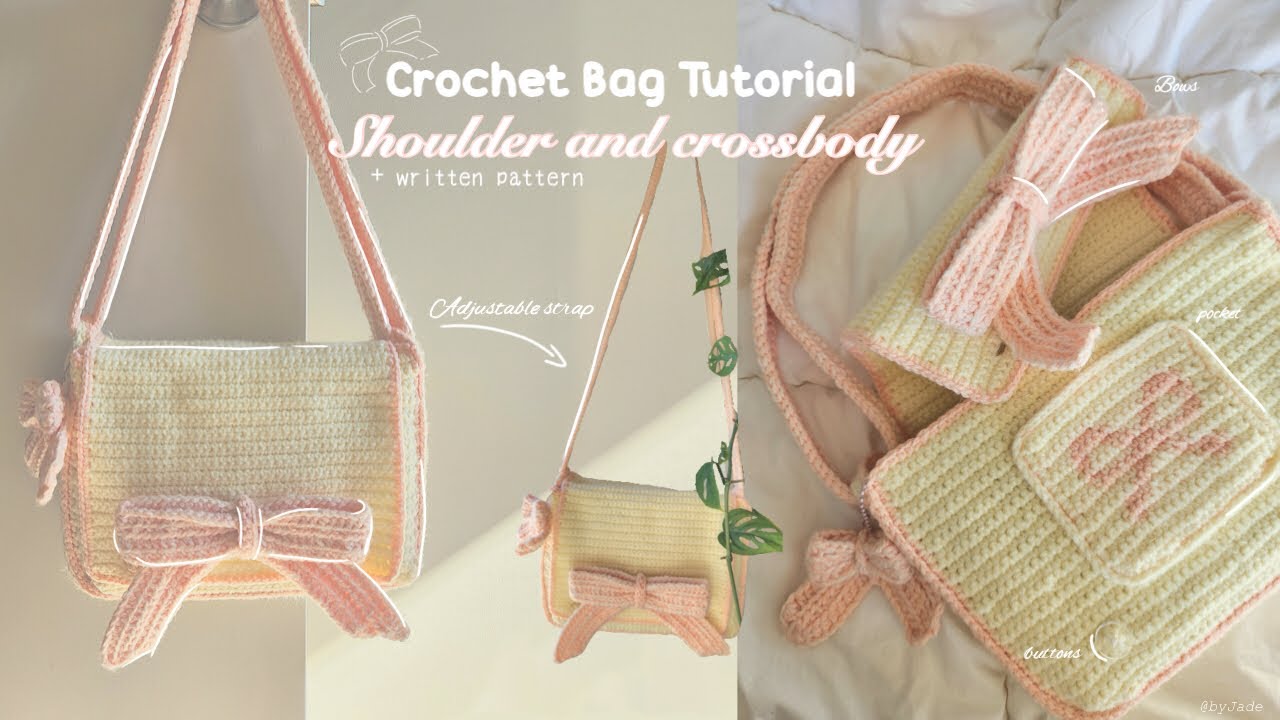 Crochet Bow Bag Tutorial 🎀 (Adjustable Strap) Bag Tutorial + Full Written Pattern