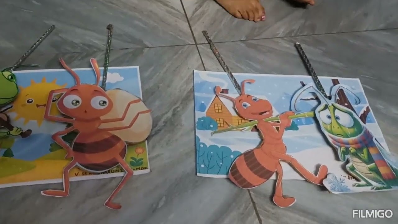 Puppet show Ant and Grasshopper @skandu's tweety vlogs 