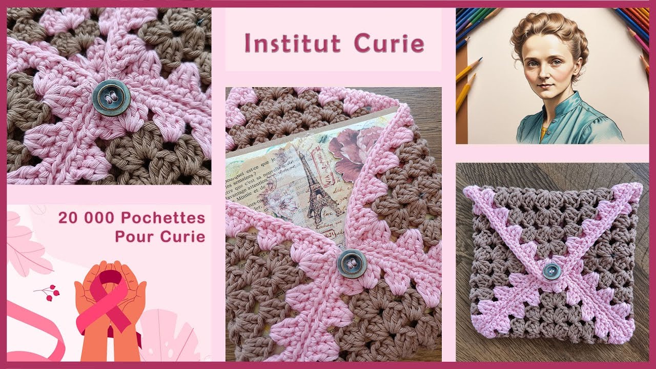 🎀 Crochetez une Pochette Granny et Participez à l’Action 20 000 Pochettes pour Curie 🧶