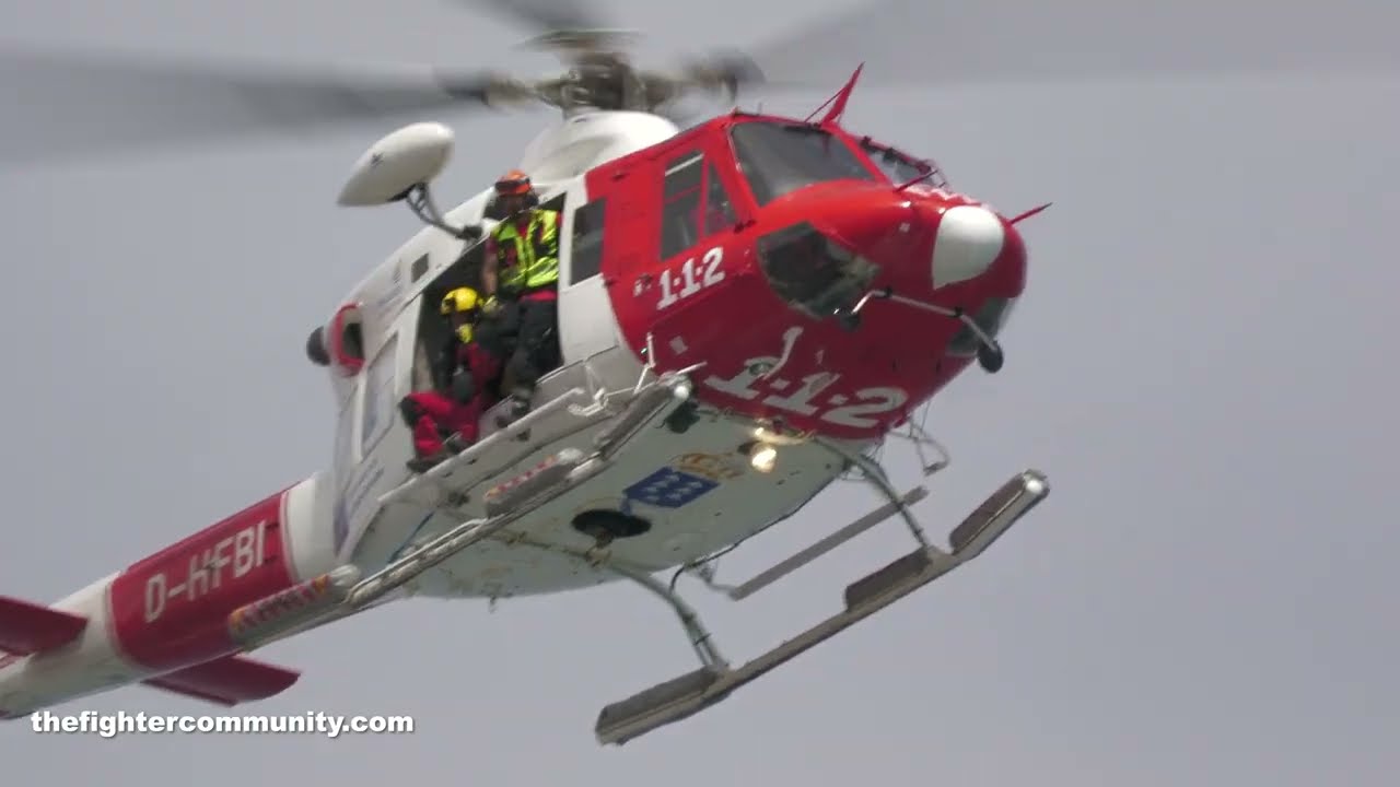 (4K) BELL412 EXHIBICIÓN DE RESCATE. Gobierno de Canarias. Festival Aeromodelismo y Aeronáutica