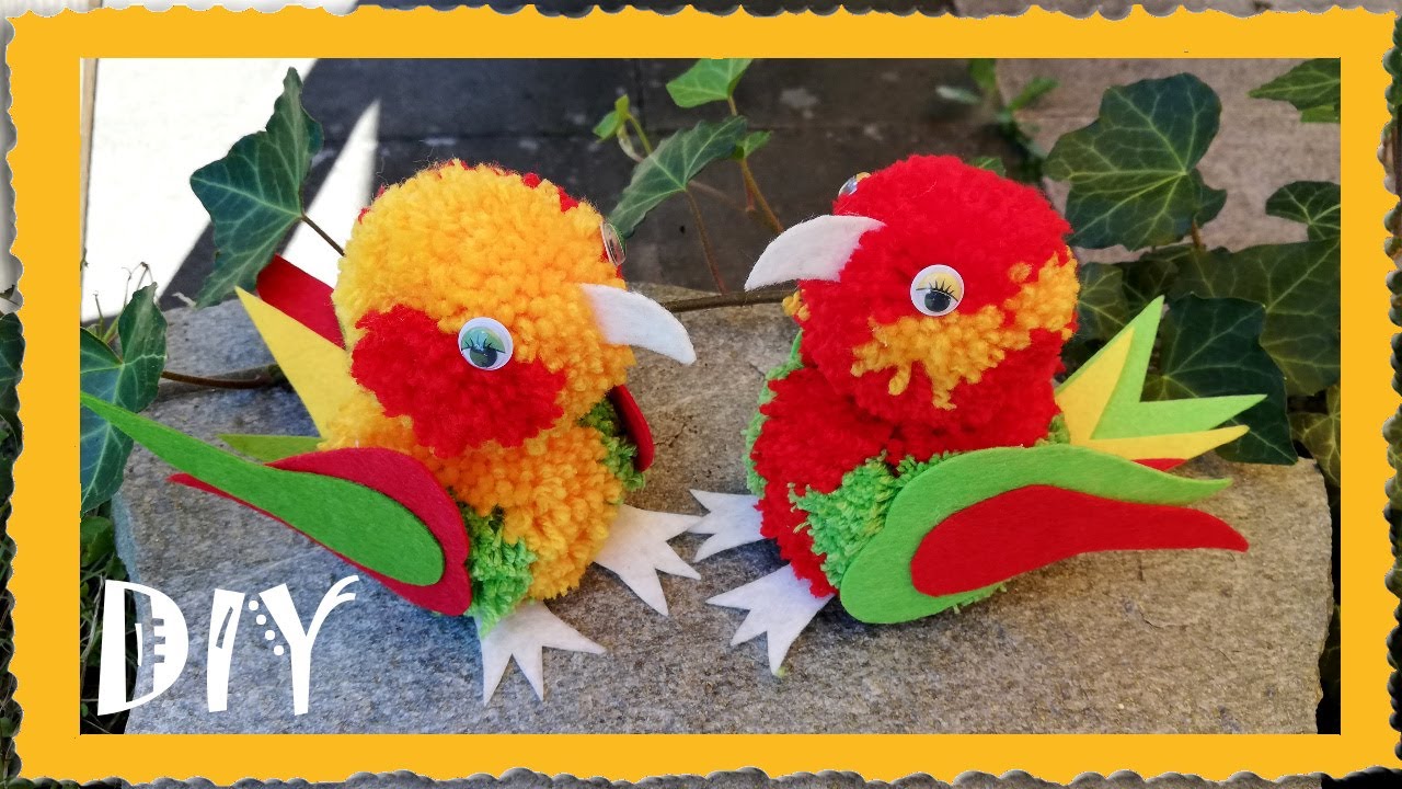 DIY - Pompon  🧶 Papagei 🦜 mit Pompon- Maker ✂👀