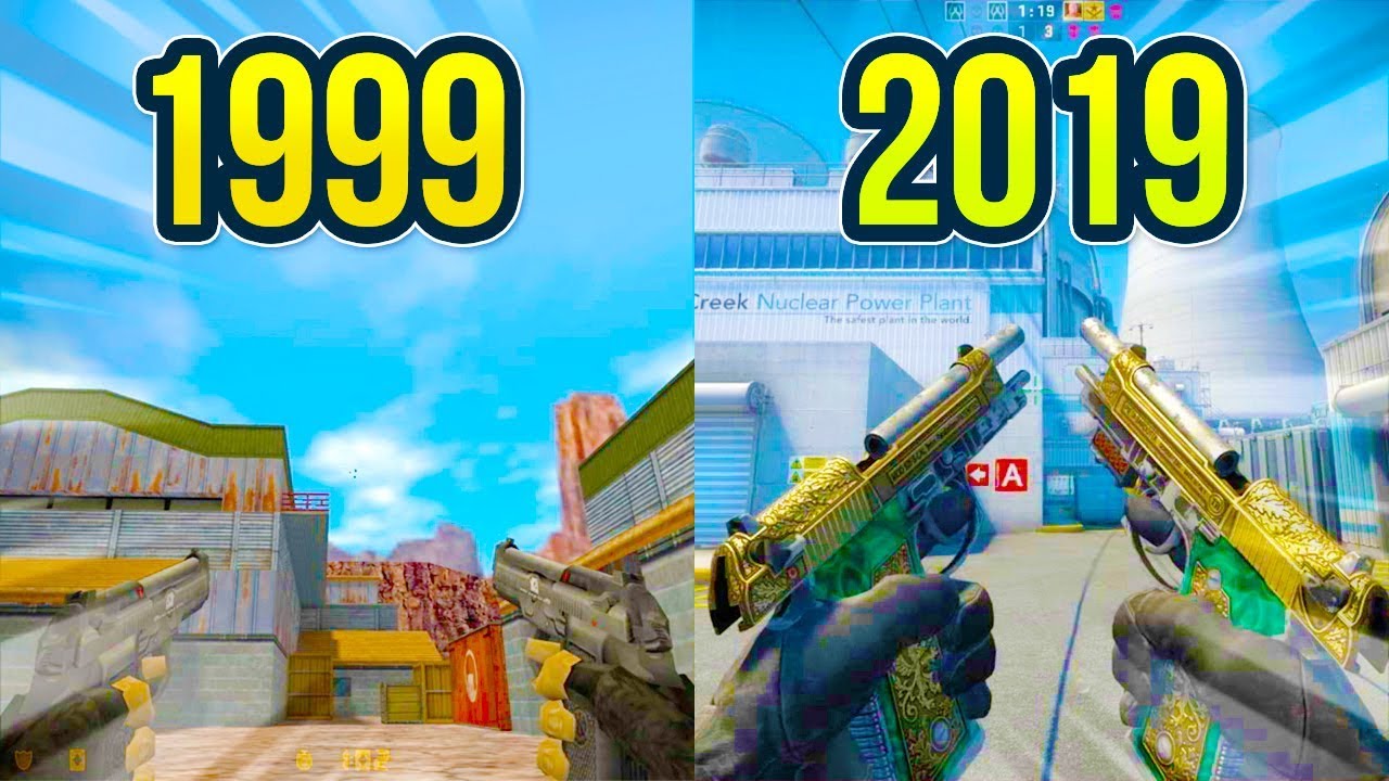 Evolution of the Dual Berettas in Counter Strike on Nuke Map 1999 - 2019