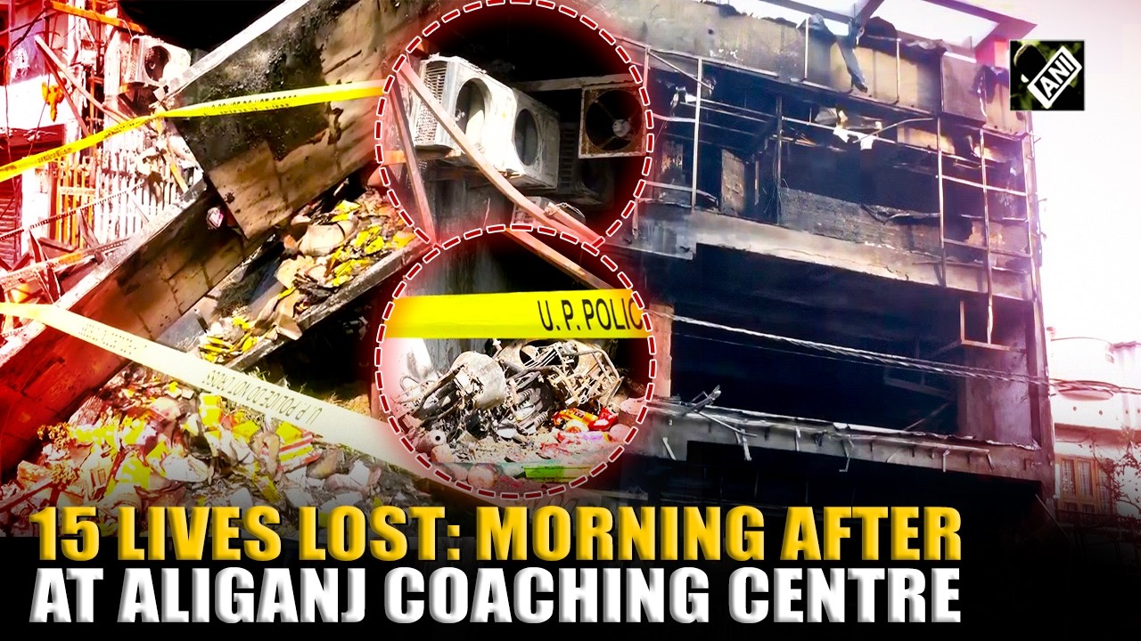 Lucknow coaching institute fire: Morning visuals from Aliganj building where 15 people died