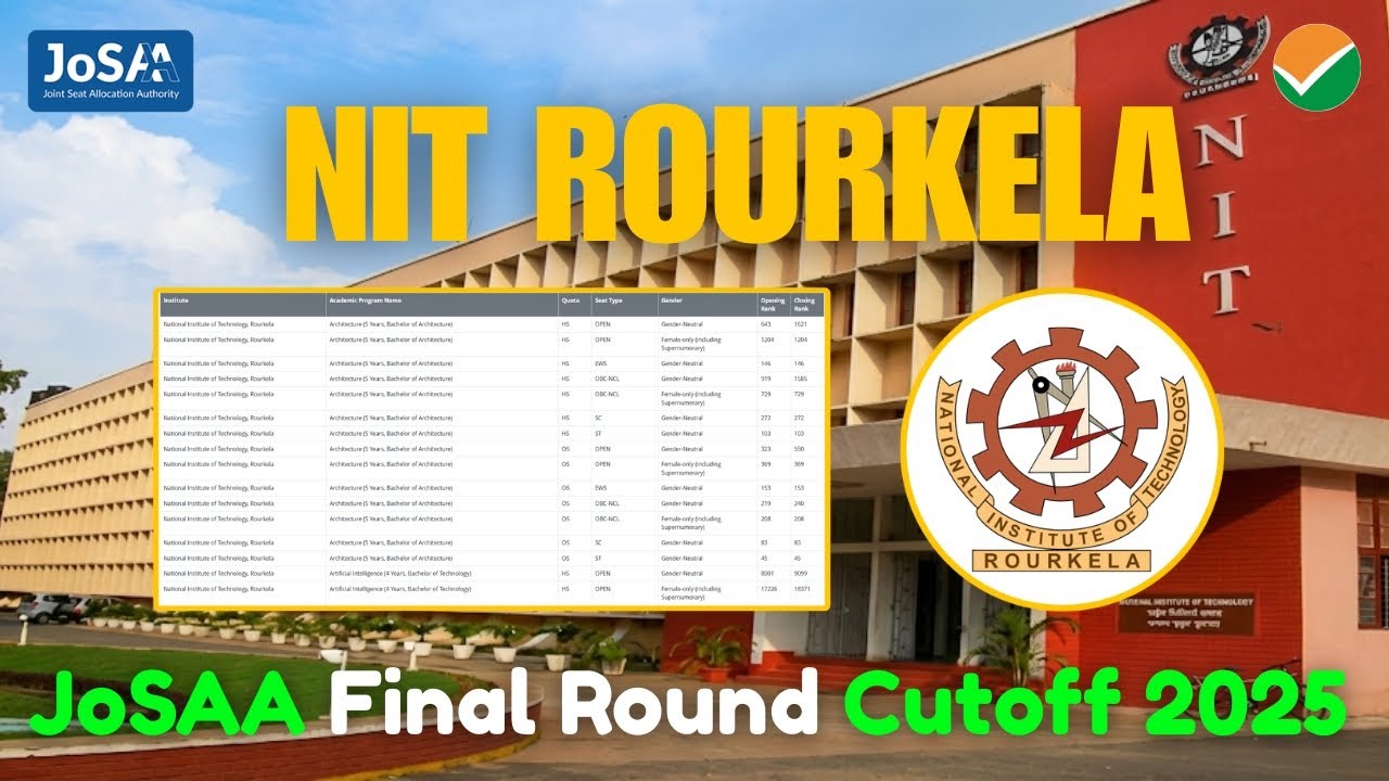 2025  NIT Rourkela Josaa Final Round cutoff