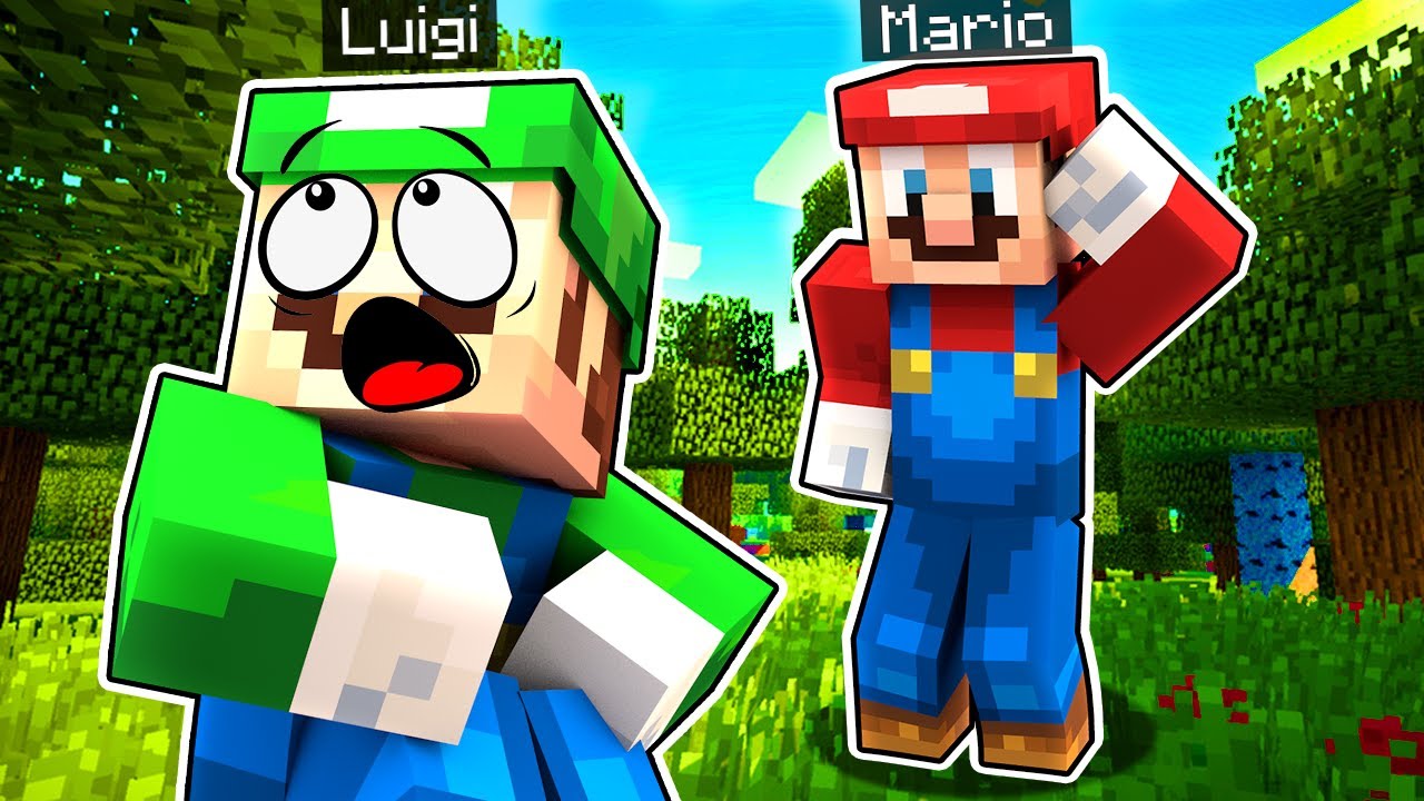 Mario & Luigi Play Minecraft Part 1 - LUIGI IS SCARED?!