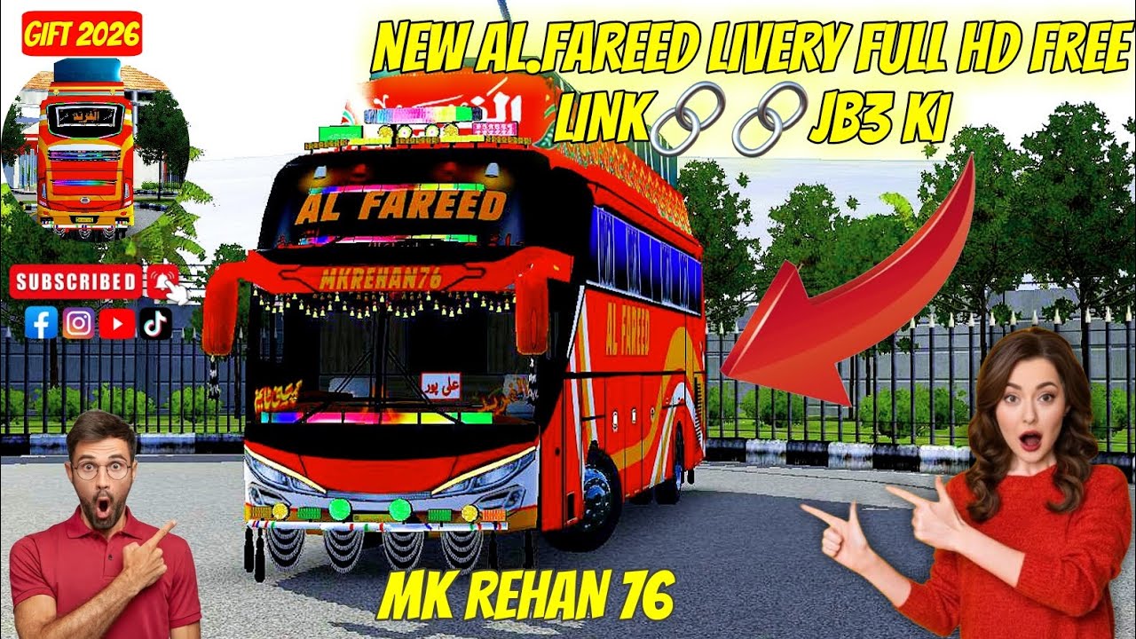 New AL.FAREED Livery Free link🔗🔗 Password in the video MKREHAN76 🥰🥰Bus  Simulator Indonesia