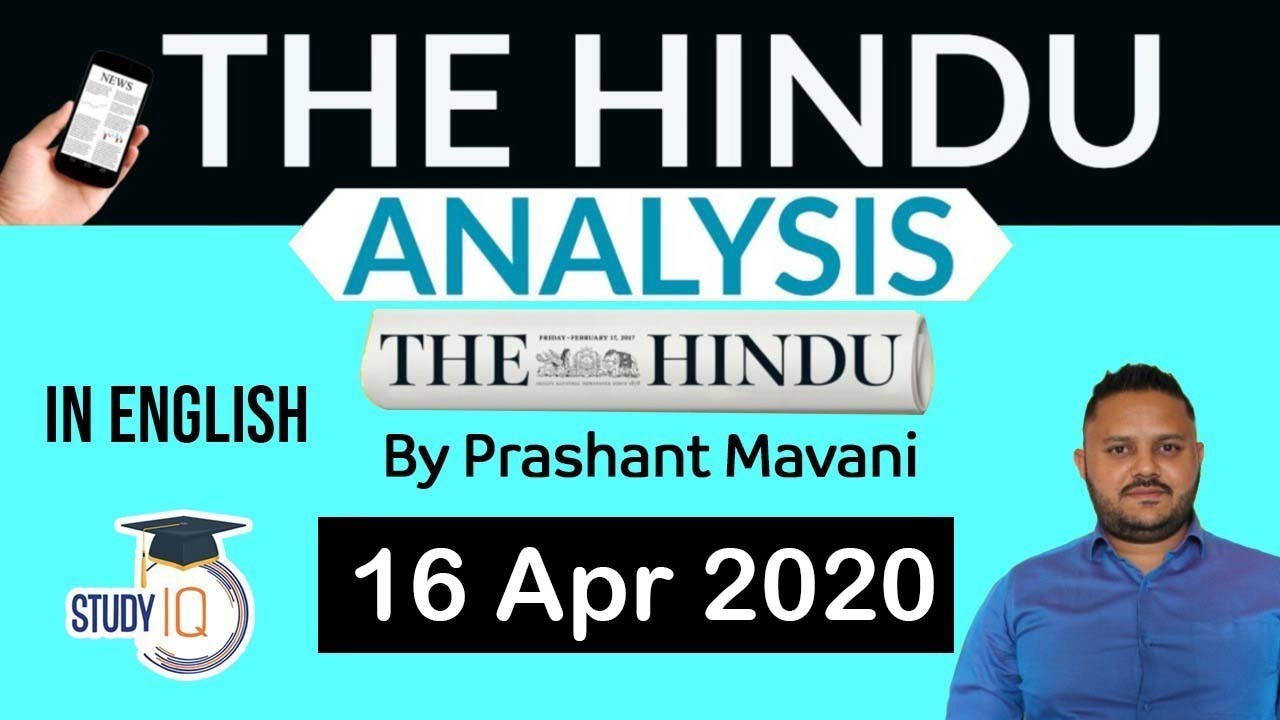English 16 April 2020 - The Hindu Editorial News Paper Analysis [UPSC/SSC/IBPS] Current Affairs