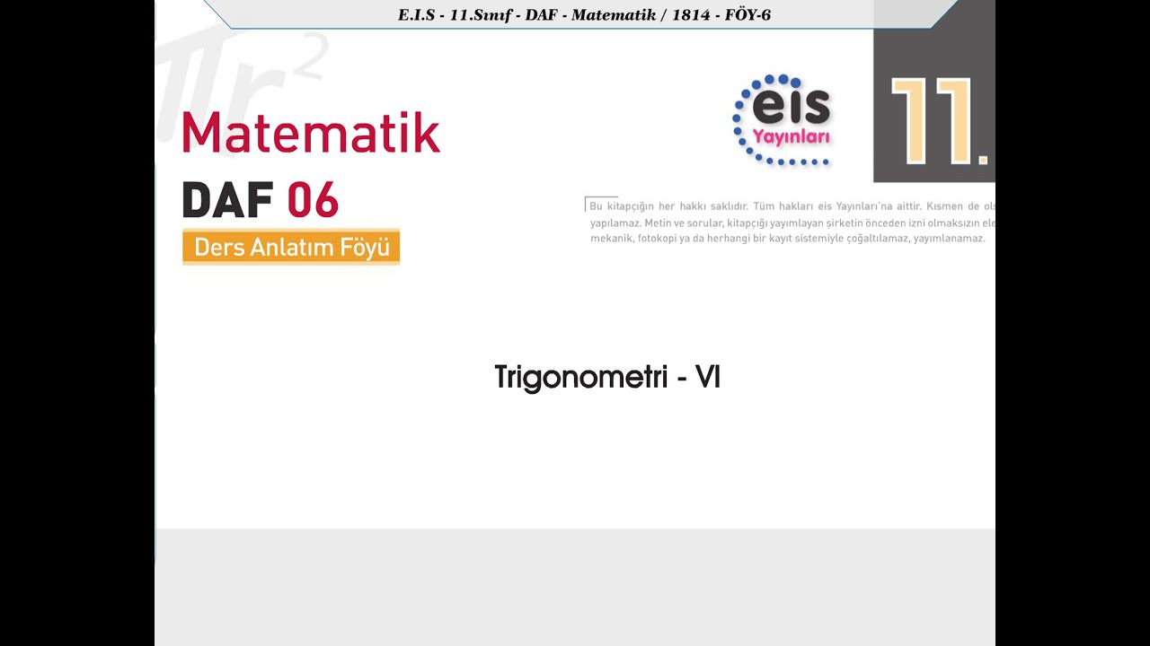11. Sınıf Matematik EİS DAF 6. Föy Trigonometri Konu Anlatımı