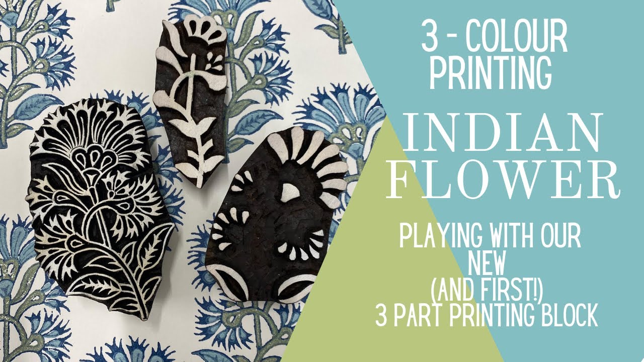 Printing Our New 3 Part Indian Flower Design - Wooden Block Printing - The Arty Crafty Place