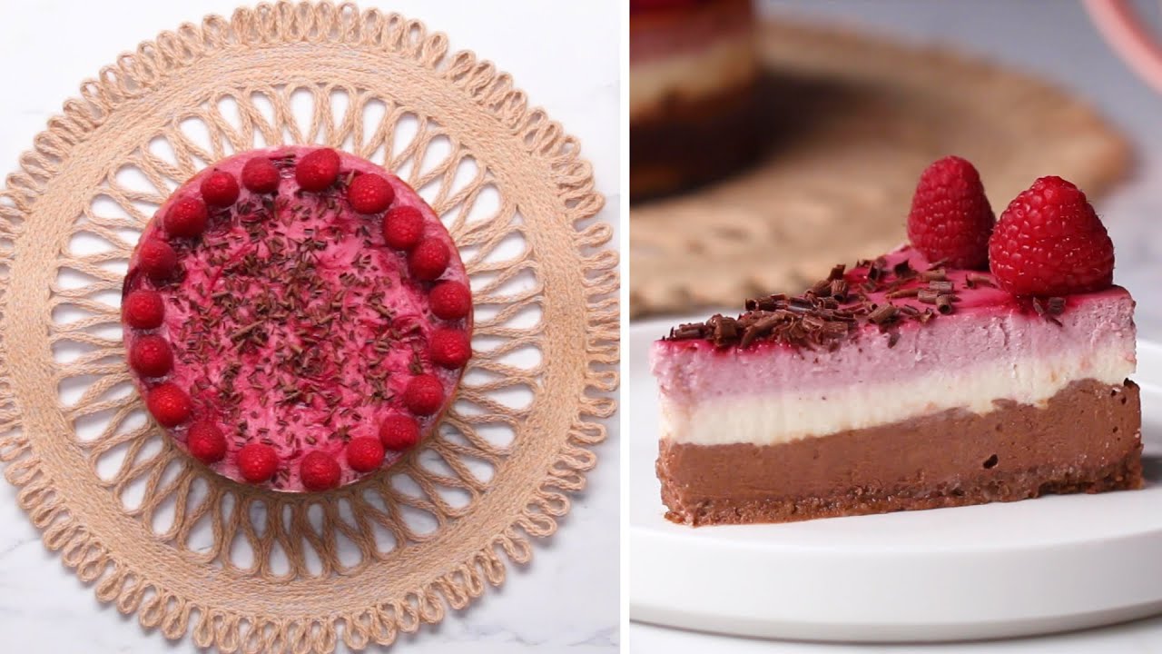 Chocolate Raspberry Greek Yogurt Cheesecake
