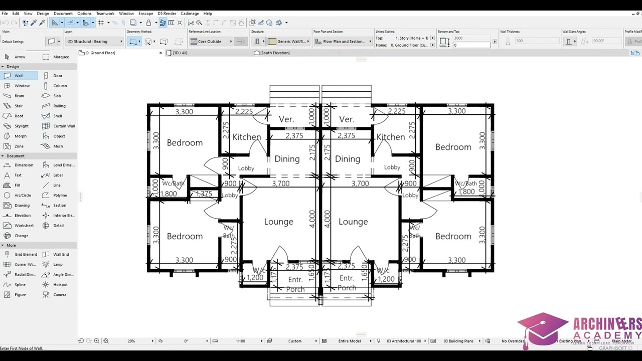 DESIGN OF A SEMI-DETACHED BUNGALOW