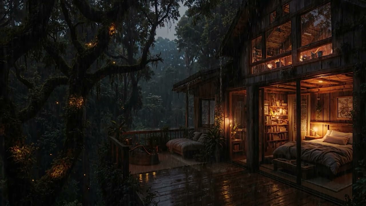 Gentle Rain Drifting Over a Cozy Forest Cabin 🌧 | Peaceful Rain Sounds for Deep Sleep
