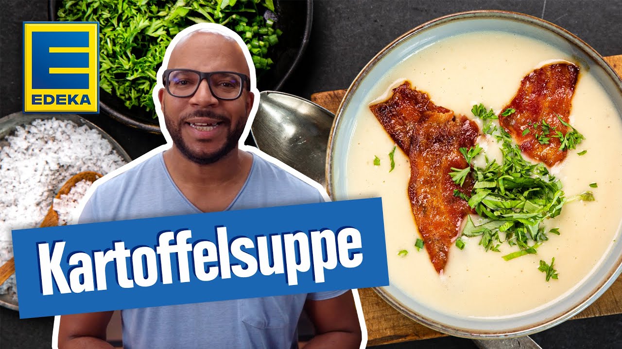 Klassische Kartoffelcremesuppe | Cremiges Kartoffelsuppen-Rezept mit Speck