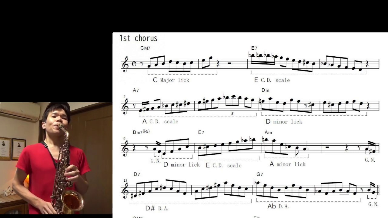 佐藤洋祐のポピュラーサックス講座「All of me improvisation etude1」