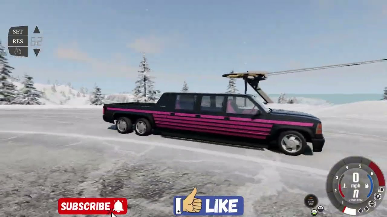 🚗❄️ BeamNG Drive Snow Ramp Climb Test & High-Speed Descent Challenge 🏔️