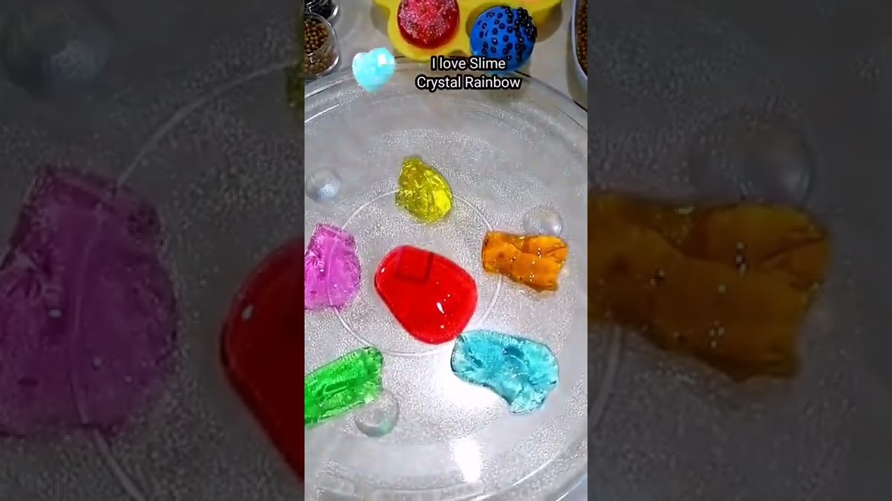 🧫ASMR SATISFYING MIXING COLORFUL CRYSTAL SLIME RAINBOW    #shorts #slime #stresstoy