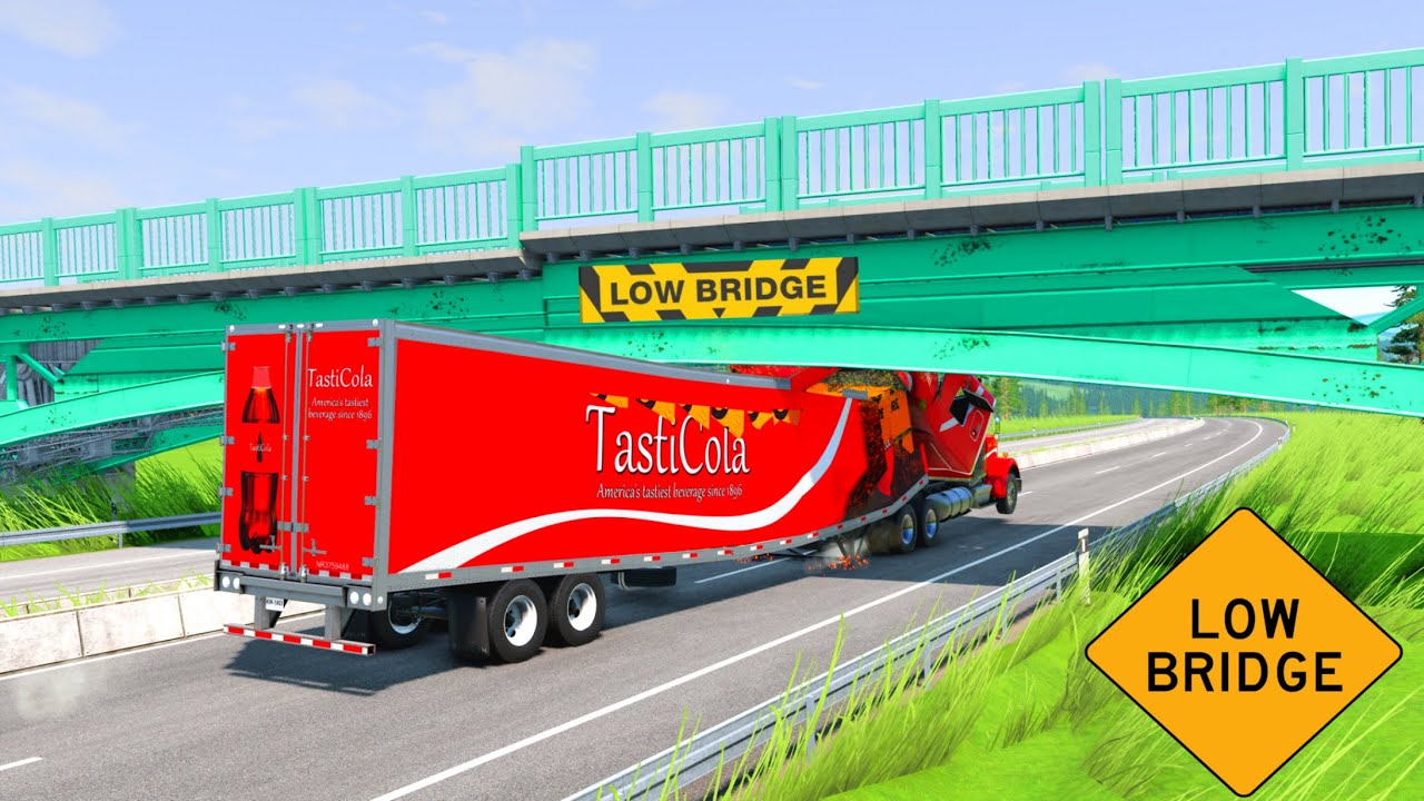 TRUCKS SMASHING INTO BRIDGES CRASH COMPILATION #7 - BEAMNG.DRIVE