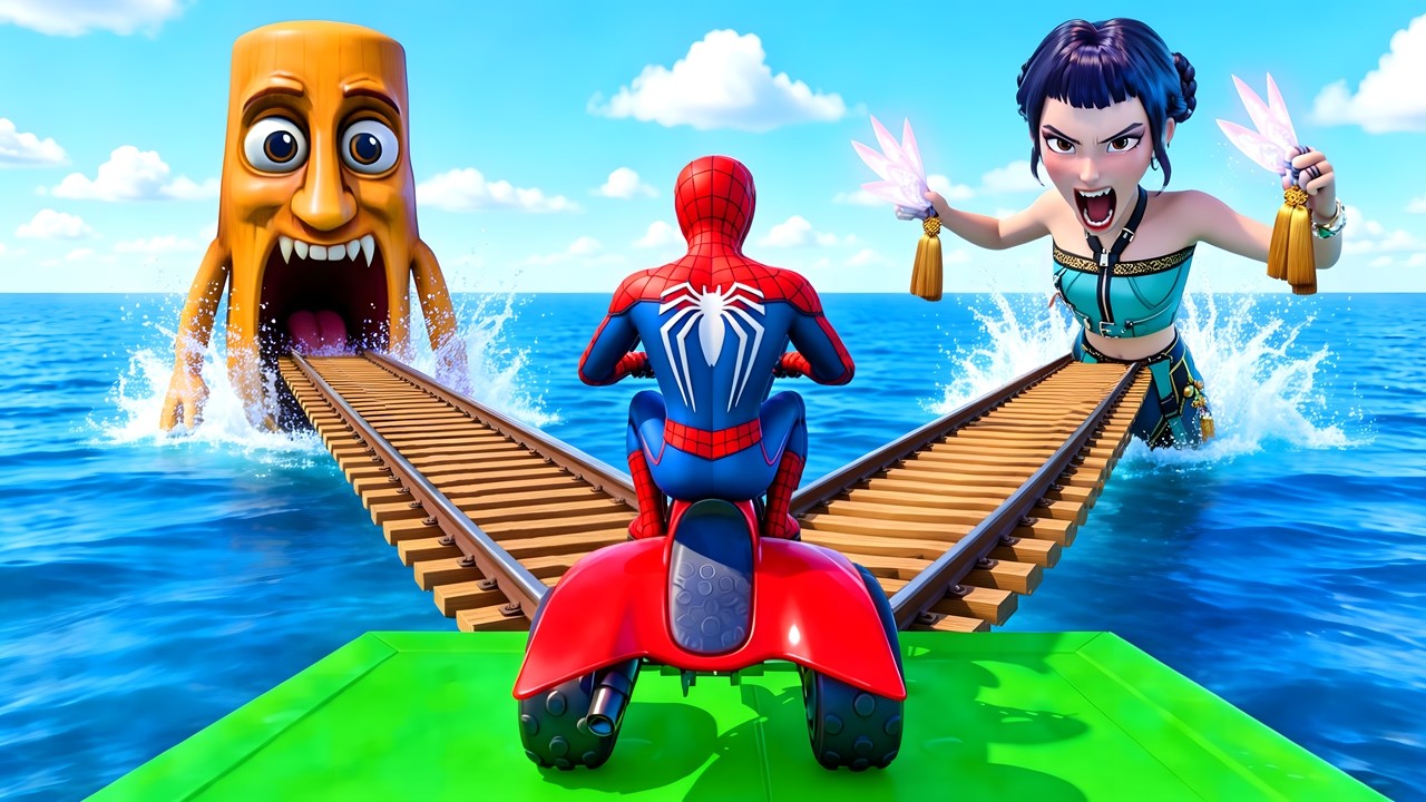 SPIDER-MAN against ANGRY RUMI & TUNG TUNG SAHUR on Motorcycle in RAINBOW SPIDERS BRIDGE GTA 6