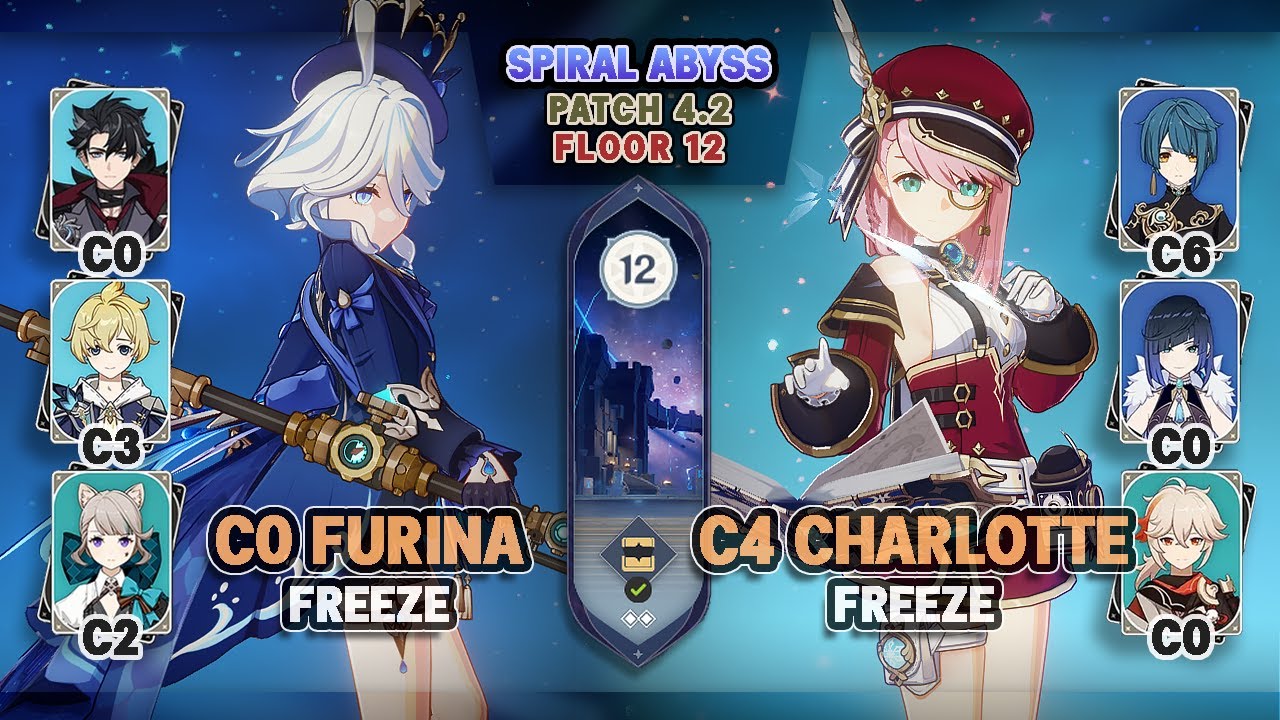 C0 Furina with Wriothesley & C4 Charlotte Freeze | Spiral Abyss 4.2 Floor 12 - Genshin Impact