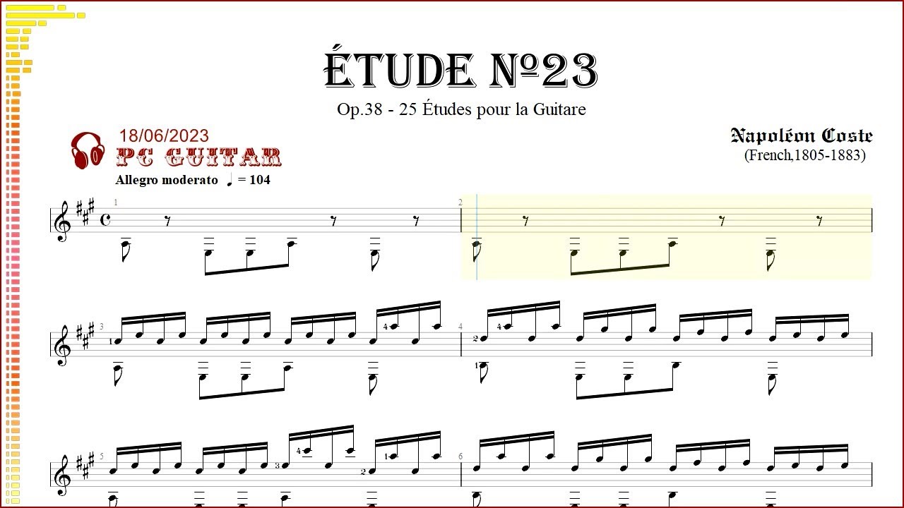 Napoléon Coste, Op.38 Étude Nº23, guitar