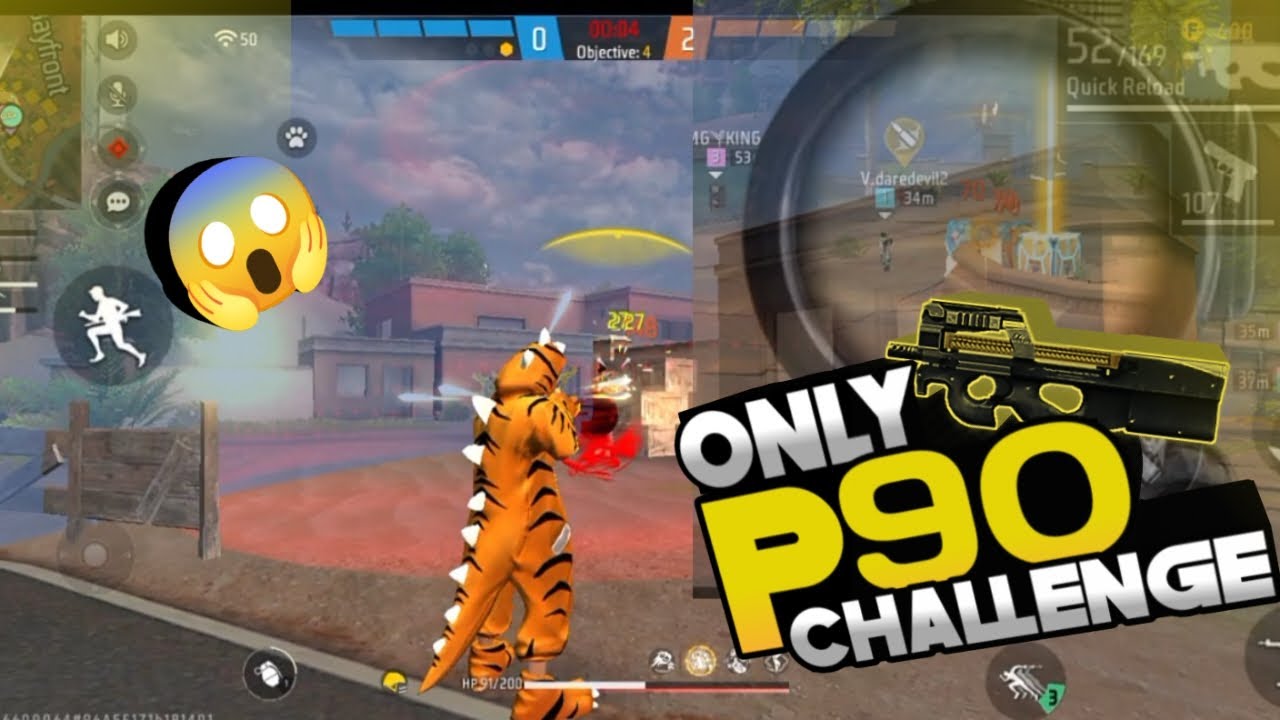 Only P90 challenge😯op gameplay 🔥free fire max.