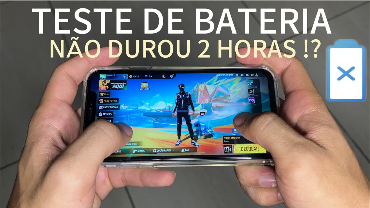 TESTE DE BATERIA NO IPHONE XR FREE FIRE