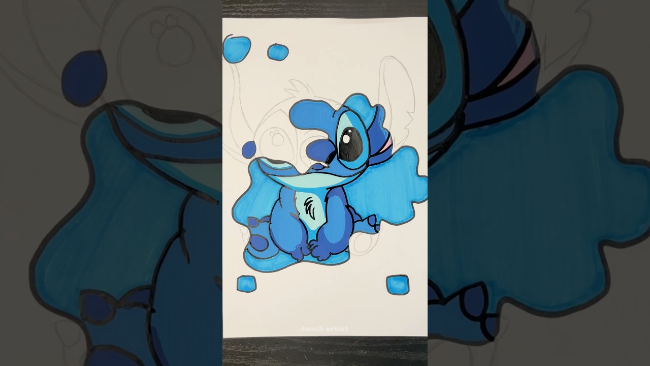 Drawing Stitch using pencil sharpening #art #stitch #drawing #angel #lilo #shorts