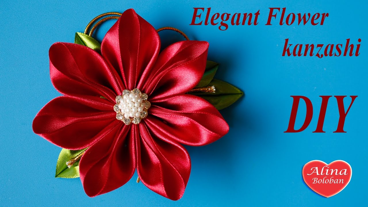 Элегантный цветок канзаши на гребне / Elegant Flower kanzashi on the crest. Hand made