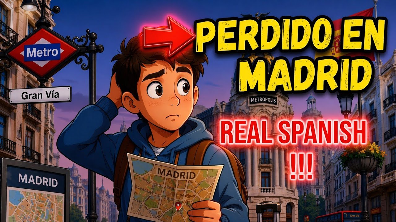 Lost in Spain? Learn Spanish with This Real-Life Story! Lesson 2 (A1-A2) ✅ , 