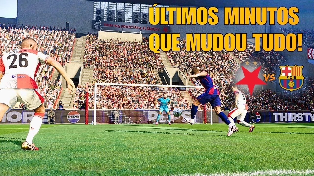 JOGO MUITO TENSO NOS ÚLTIMOS MINUTOS NA CHAMPIONS LEAGUE | SLAVIA PRAHA X BARCELONA | PES 2021
