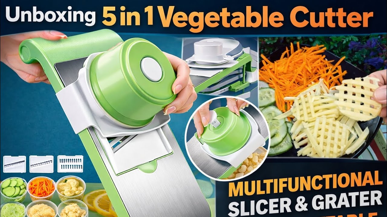 5 in 1 Vegetable Cutter Unboxing 🔥 | Best Kitchen Gadget Multifunctional Slicer & Grater