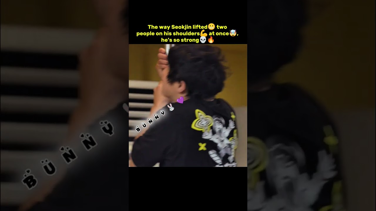 The way Seokjin lifted🤯 two people on his shoulders💪 at once🤧, he's so strong💀🔥 #jin #shorts