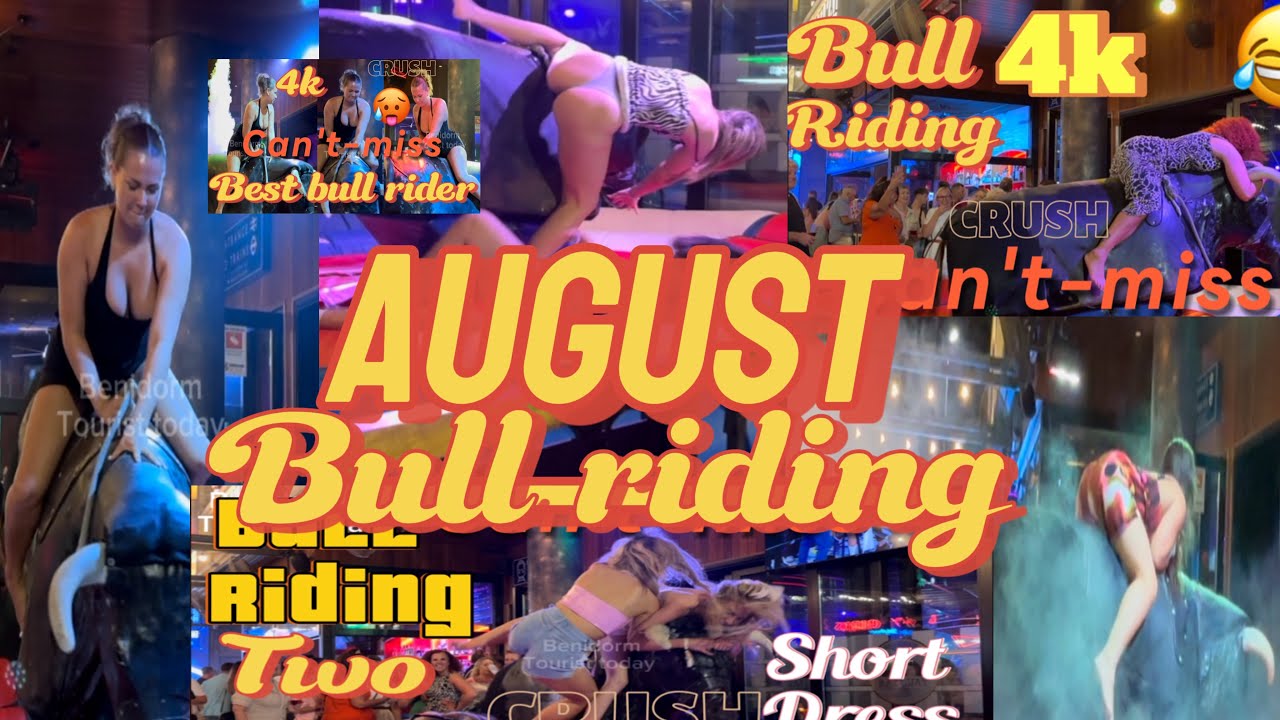 August all bull riding videos! Mechanical bull 🐂 riding! Benidorm bull ! Bull 🐂 riding highlights