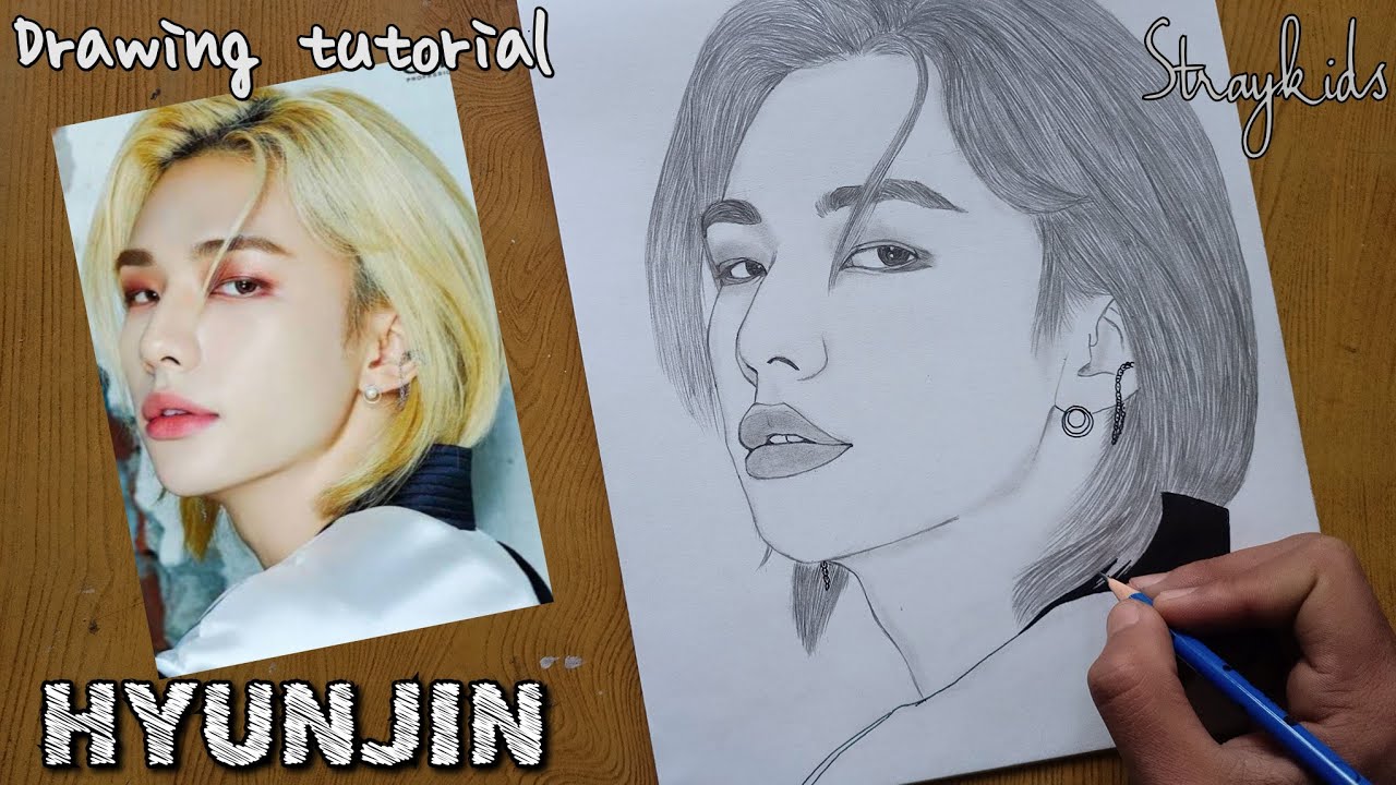 Drawing- Hyunjin From Straykids |How to draw Hyunjin Straykids |Hyunjin drawing step by step |현진