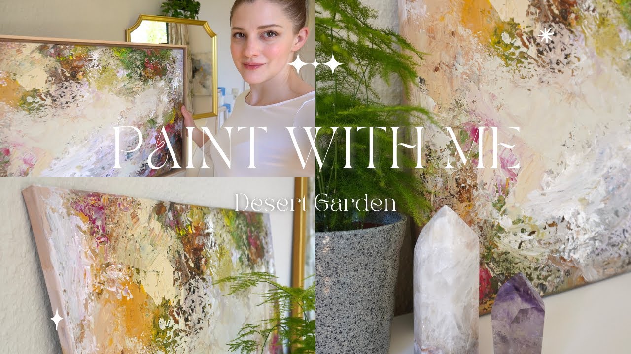 Desert Garden 🌺🌵Abstrakte intuitive Malerei in warmen Farben mit Strukturpaste, Kunstwerk Malprozess