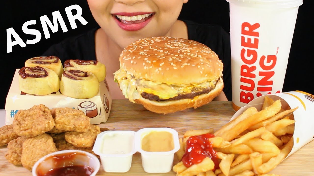 ASMR BURGER KING BIG KING XL Cheeseburger, Chicken Nuggets, Cini Minis