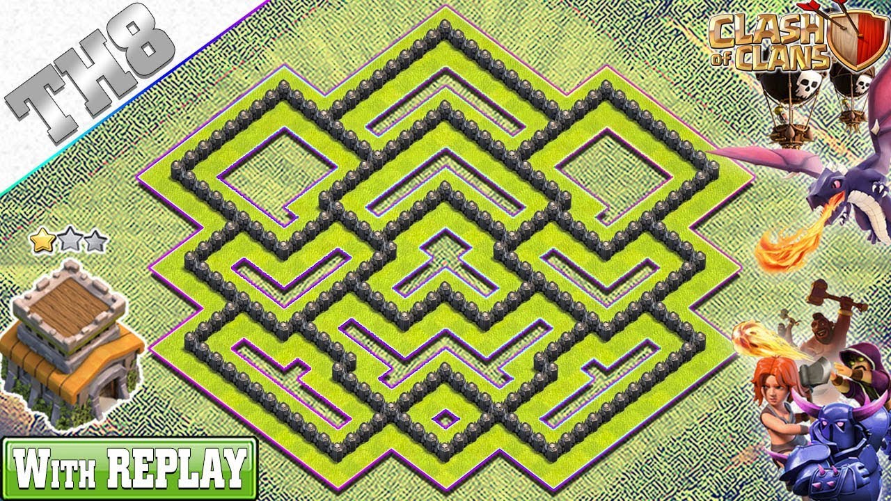 NEW BEST Town Hall 8 (TH8) TROPHY Base with REPLAY!! TH8 Base Design/Defense - Clash of Clans