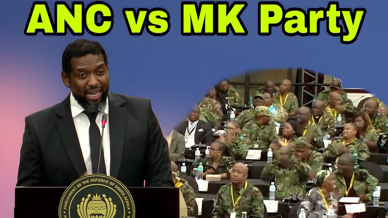 Buti Manamela shakes MK Party member when he speaks about Jacob Zuma.