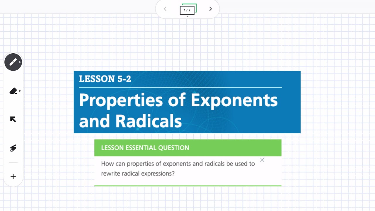 Properties of Exponents and Radicals (Lesson 5-2)