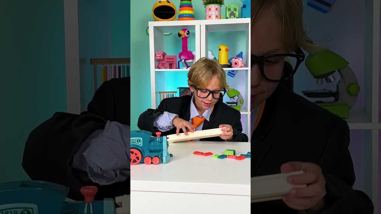 Domino train express? 🚂 See the colorful crash! ✨