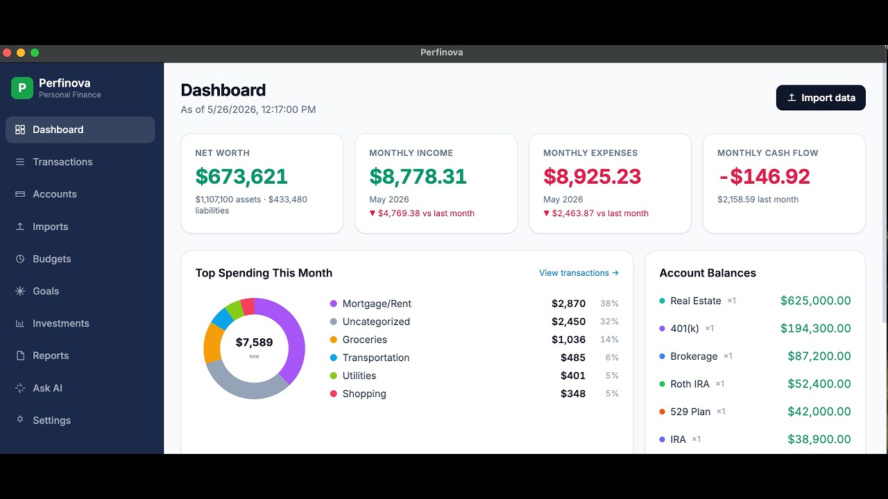 Perfinova | AI-Powered Personal Finance for Mac